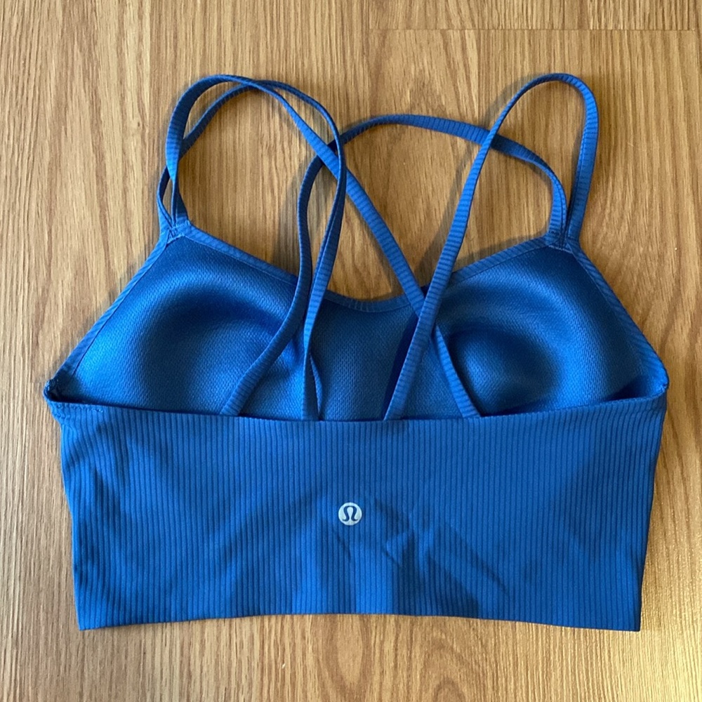 ❤️ Lululemon Like a Cloud Ribbed Longline Bra Size 8 Pitch Blue NWOT - Picture 2 of 7